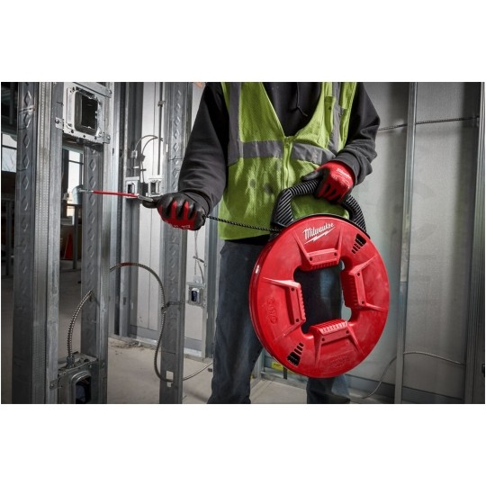 Linka stalowa do przeciągania, wciągania kabli w kanałach, rurach, peszlach w kasecie czerwona 7,5m MILWAUKEE