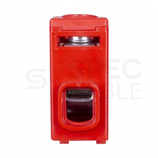 Listwa zaciskowa bezgwintowa LZB czerwona 14-torowa 63A na szynę DIN TH35 (1x 25mm2 + 13x 2,5mm2) PAWBOL