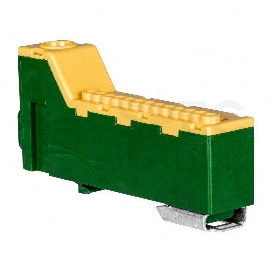 Listwa zaciskowa bezgwintowa LZB żółto-zielona 14-torowa 63A na szynę DIN TH35 (1x 25mm2 + 13x 2,5mm2) PAWBOL