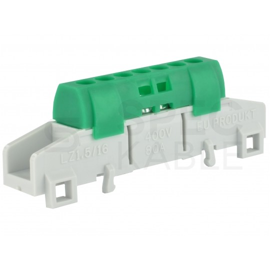 Listwa zaciskowa LZ 7-torowa zielona 80A na szynę DIN TH35 (7x16mm2) PAWBOL