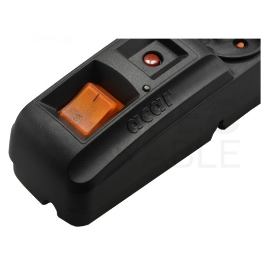 Listwa zasilająca antyprzepięciowa RACK 19" 2U 8 gniazd z wyłącznikiem ACAR S8FA czarna 5m