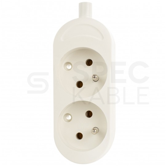 Listwa zasilająca na 2 gniazda [2P+Z] biała BASIC (na kabel)