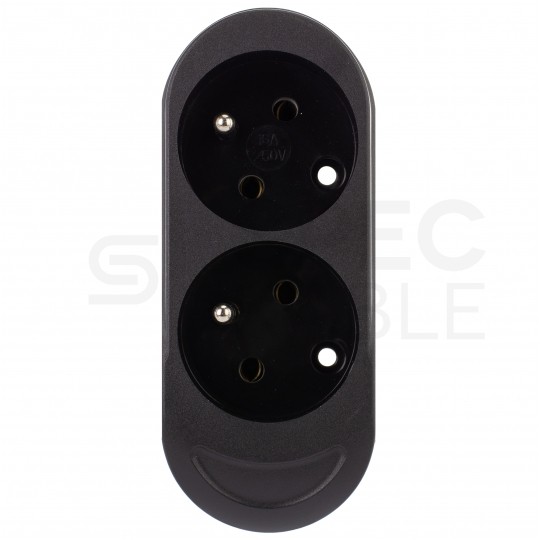 Listwa zasilająca na 2 gniazda [2P+Z] czarna BASIC (na kabel)