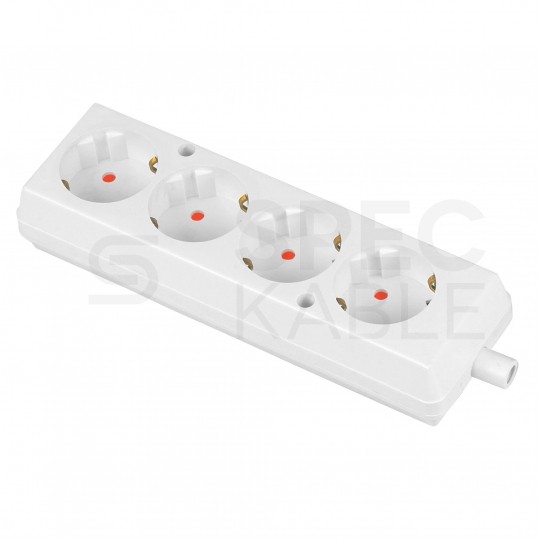 Listwa zasilająca na 4 gniazd [2P+Z] Schuko biała BASIC (na kabel)