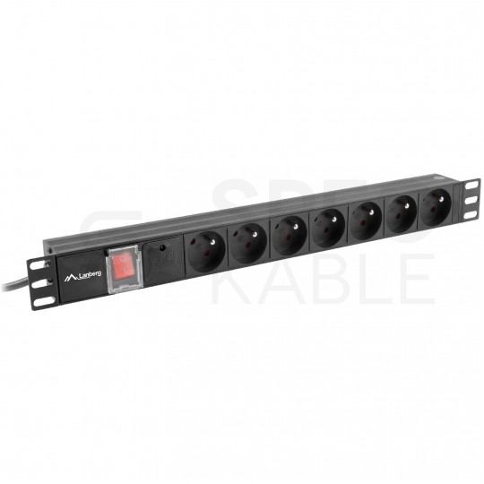 Listwa zasilająca RACK 19" 1U 7 gniazd z wyłącznikiem 2m LANBERG
