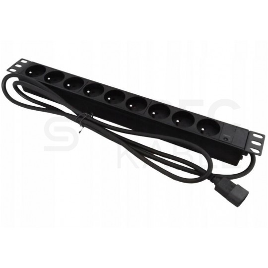 Listwa zasilająca RACK 19" 1U 9 gniazd z wtykiem C20 Alantec czarna 1,8m