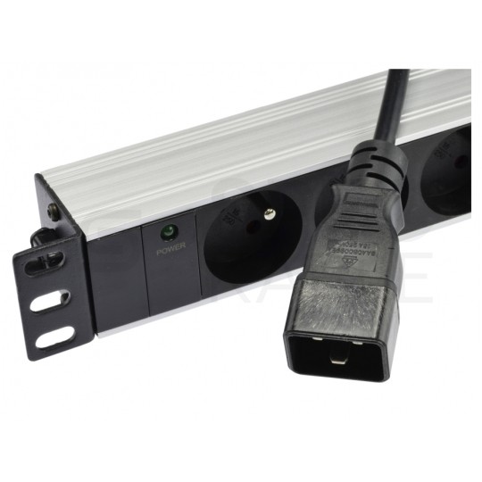 Listwa zasilająca RACK 19" 1U 9 gniazd z wtykiem C20 NEKU 1,8m