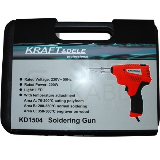 Lutownica transformatorowa 200W LED w walizce Kraft&Dele