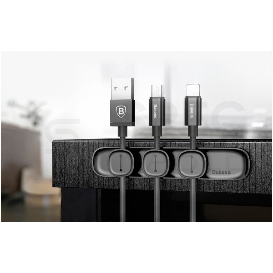 Magnetyczny uchwyt, klips, organizer do kabli i przewodów uniwersalny BASEUS czarny