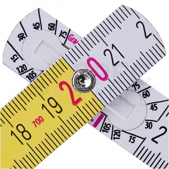 Miara składana metrówka drewniana z kątami 2m / 17mm biało-żółta SPEC KABLE