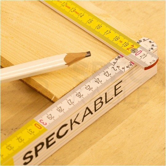 Miara składana metrówka drewniana z kątami 2m / 17mm biało-żółta SPEC KABLE