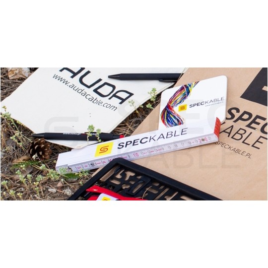 Miara składana metrówka drewniana z kątami 2m / 17mm biało-żółta SPEC KABLE