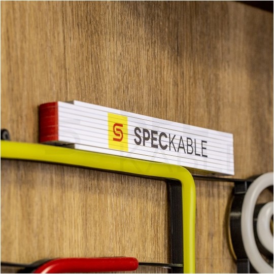 Miara składana metrówka drewniana z kątami 2m / 17mm biało-żółta SPEC KABLE