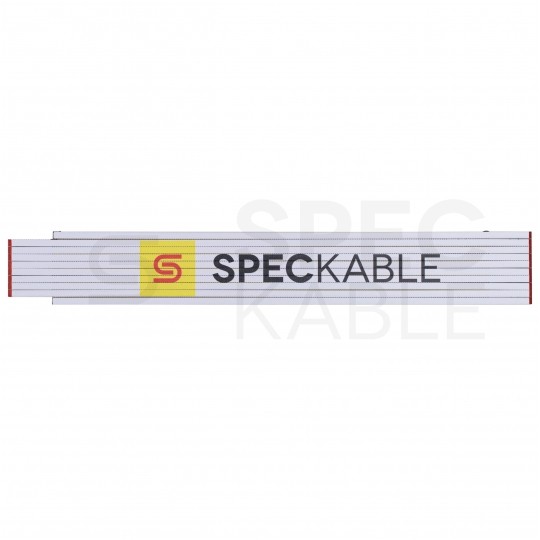 Miara składana metrówka drewniana z kątami 2m / 17mm biało-żółta SPEC KABLE