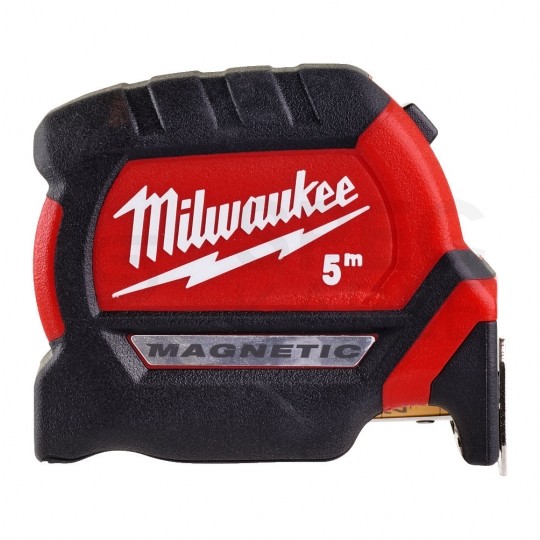 Miara zwijana 2-stronna metrówka 5m / 27mm magnetyczna Premium III nylon czarno-czerwona MILWAUKEE