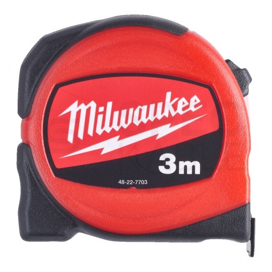 Miara zwijana metrówka 3m / 16mm SLIM nylon czarno-czerwona MILWAUKEE