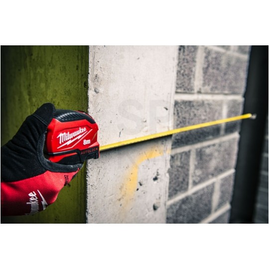 Miara zwijana metrówka 5m / 25mm AUTOLOCK nylon czarno-czerwona GEN 2 MILWAUKEE