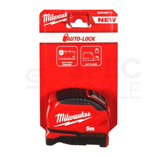 Miara zwijana metrówka 5m / 25mm AUTOLOCK nylon czarno-czerwona GEN 2 MILWAUKEE