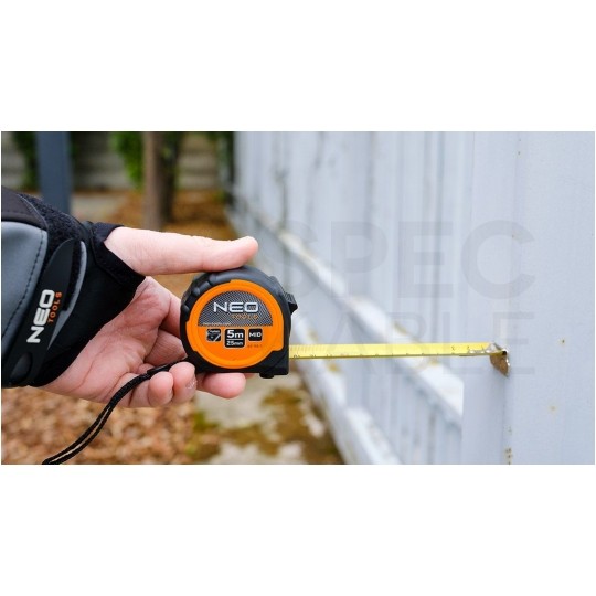 Miara zwijana metrówka 5m / 25mm magnetyczna wzmacniana czarno-pomarańczowa NEO 67-115-1