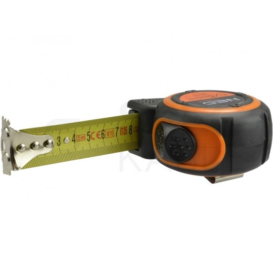 Miara zwijana metrówka 5m / 25mm magnetyczna wzmacniana czarno-pomarańczowa NEO 67-185