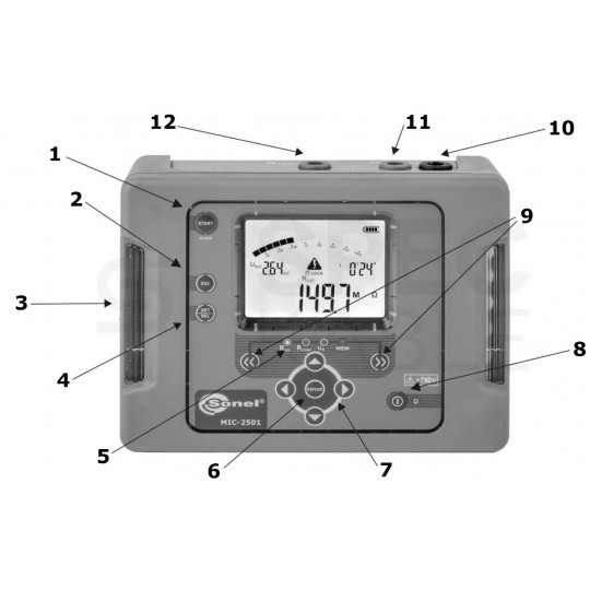 Miernik do pomiaru rezystancji izolacji wysokim napięciem [2,5kV] tester cyfrowy LCD do instalacji elektrycznych SONEL MIC-2501