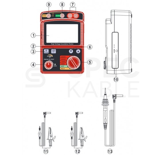 Miernik do pomiaru rezystancji izolacji wysokim napięciem [5,0kV] tester cyfrowy LCD do instalacji elektrycznych GM3125 BENETECH
