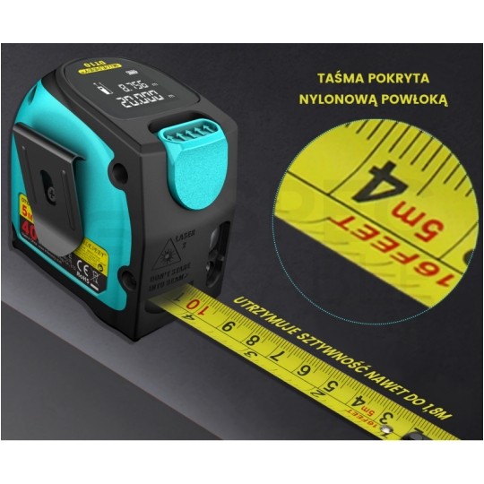 Miernik dystansu dalmierz laserowy 40m z miarką zwijaną 5m MILESEEY DT10-B3
