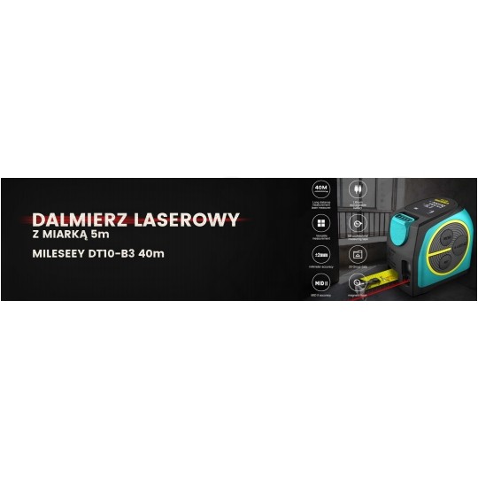 Miernik dystansu dalmierz laserowy 40m z miarką zwijaną 5m MILESEEY DT10-B3