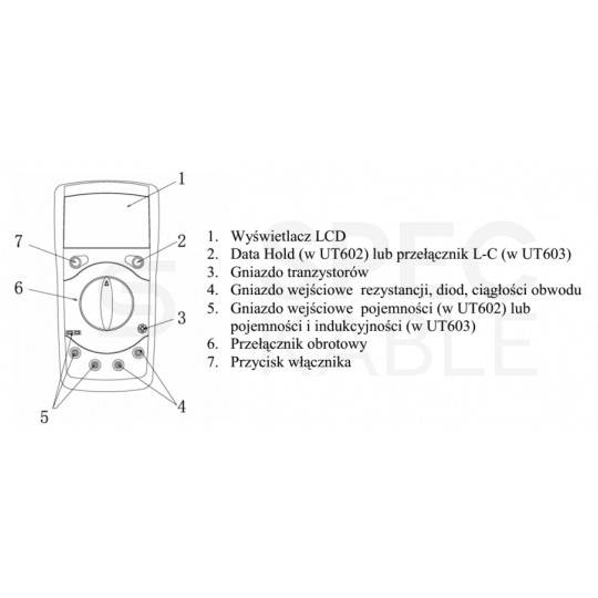 Miernik pojemności i indukcyjności wielofunkcyjny tester cyfrowy LCD UNI-T UT603