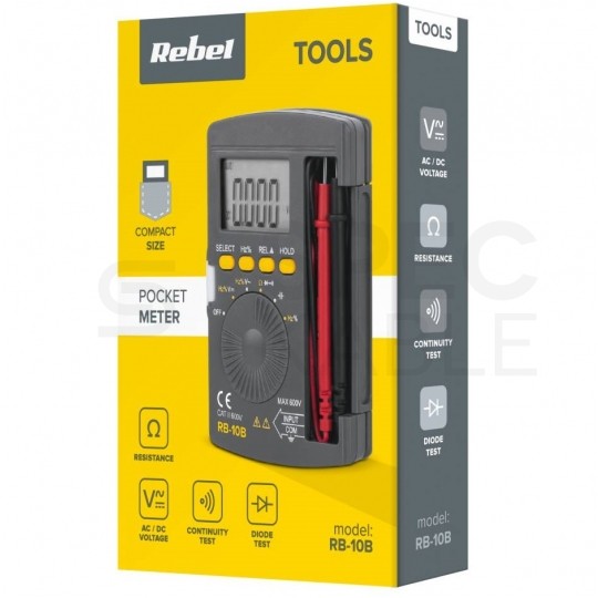 Miernik uniwersalny kieszonkowy multimetr cyfrowy z wyświetlaczem LCD REBEL RB-10B