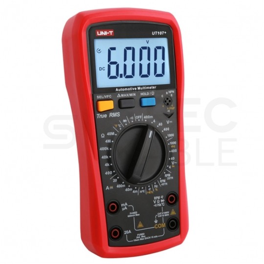 Miernik uniwersalny samochodowy z pomiarem RPM multimetr cyfrowy z wyświetlaczem LCD UNI-T UT107+