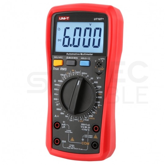 Miernik uniwersalny samochodowy z pomiarem RPM multimetr cyfrowy z wyświetlaczem LCD UNI-T UT107+
