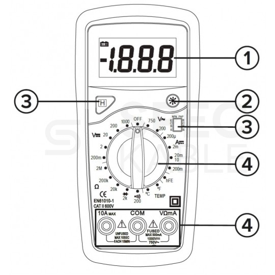 Miernik uniwersalny z funkcją testu baterii multimetr cyfrowy z wyświetlaczem LCD REBEL RB-30D