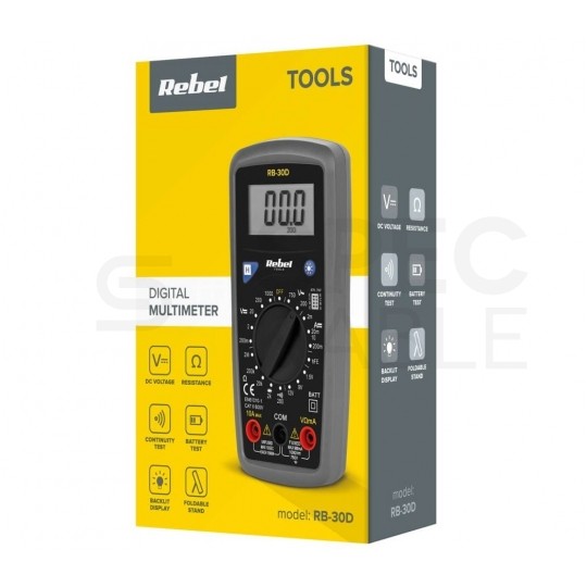 Miernik uniwersalny z funkcją testu baterii multimetr cyfrowy z wyświetlaczem LCD REBEL RB-30D