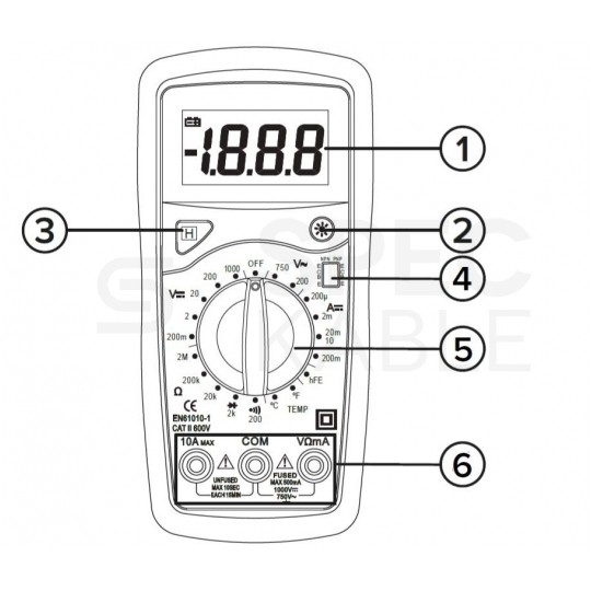 Miernik uniwersalny z pomiarem temperatury multimetr cyfrowy z wyświetlaczem LCD REBEL RB-30C