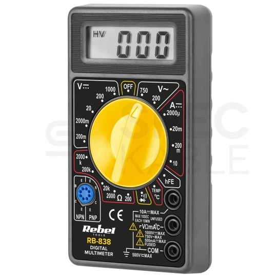 Miernik uniwersalny z pomiarem temperatury multimetr cyfrowy z wyświetlaczem LCD REBEL RB-838