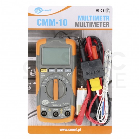 Miernik uniwersalny z pomiarem temperatury multimetr cyfrowy z wyświetlaczem LCD SONEL CMM-10
