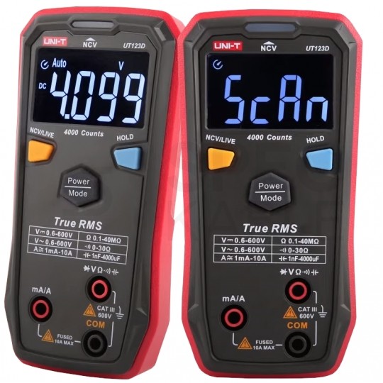 Miernik uniwersalny z pomiarem True RMS i funkcją LIVE multimetr cyfrowy z wyświetlaczem LCD UNI-T UT123D