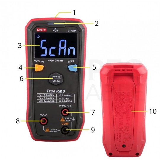 Miernik uniwersalny z pomiarem True RMS i funkcją LIVE multimetr cyfrowy z wyświetlaczem LCD UNI-T UT123D