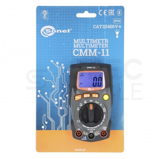Miernik uniwersalny z pomiarem True RMS multimetr cyfrowy z wyświetlaczem LCD + Bluetooth SONEL CMM-11