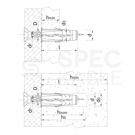 MIX Kołki rozporowe uniwersalne UNO 5x24mm, 6x28mm, 8x32mm + wkręty PZ z łbem stożkowym do wszystkich typów podłoża RAWLPLUG 120szt