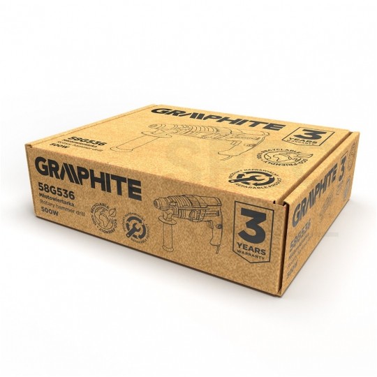 Młotowiertarka udarowa sieciowa 230V 500W z uchwytem SDS-Plus 2-funkcyjna 1.5J GRAPHITE 58G536