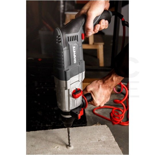 Młotowiertarka udarowa sieciowa 230V 800W z uchwytem SDS-Plus 4-funkcyjna 2.8J w zestawie z walizką i akcesoriami GRAPHITE 58G538