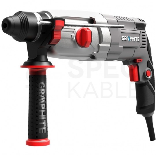 Młotowiertarka udarowa sieciowa 230V 800W z uchwytem SDS-Plus 4-funkcyjna 2.8J w zestawie z walizką i akcesoriami GRAPHITE 58G538