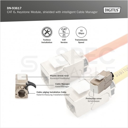 Moduł keystone RJ45 FTP kat.6A ekranowany metalowy DIGITUS