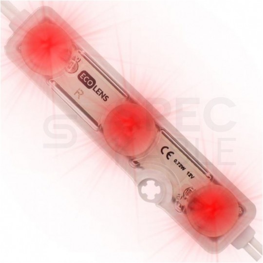 Moduł oświetleniowy 3x LED SMD 0,72W 12V 83lm/W czerwony z taśmą samoprzylepną IP68