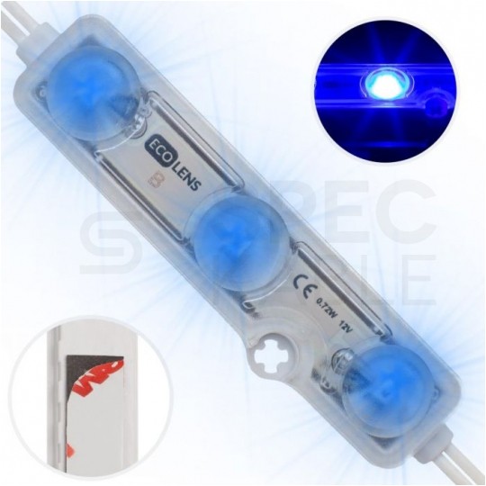 Moduł oświetleniowy 3x LED SMD 0,72W 12V 83lm/W niebieski z taśmą samoprzylepną IP68