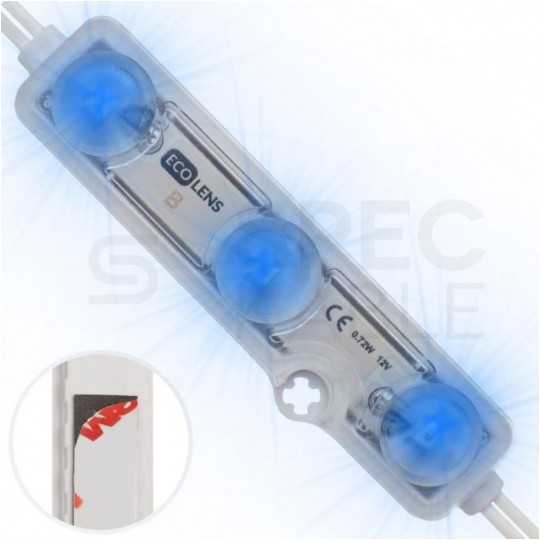 Moduł oświetleniowy 3x LED SMD 0,72W 12V 83lm/W niebieski z taśmą samoprzylepną IP68