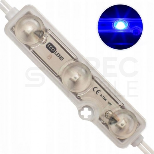 Moduł oświetleniowy 3x LED SMD 0,72W 12V 83lm/W niebieski z taśmą samoprzylepną IP68 LED LABS