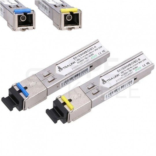 Moduł SFP (mini-GBIC) jednomodowy SM SC duplex TX=1310nm 3km 1Gbit/s Extralink [komplet = 2szt.]